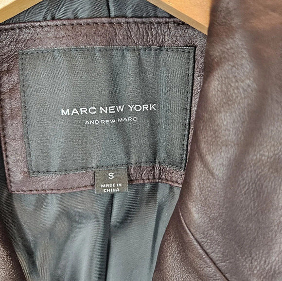 Andrew Marc Leather Jacket Womens Sz S Burgundy Butter Soft Tie & Button - Picture 7 of 16